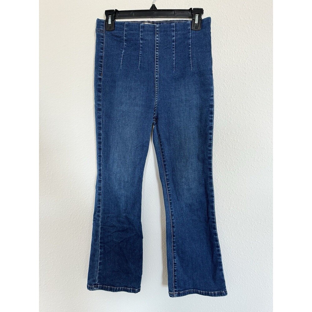 Free People Boho Pull On High rise Flare Denim Jeans, Size 27 Dark wash